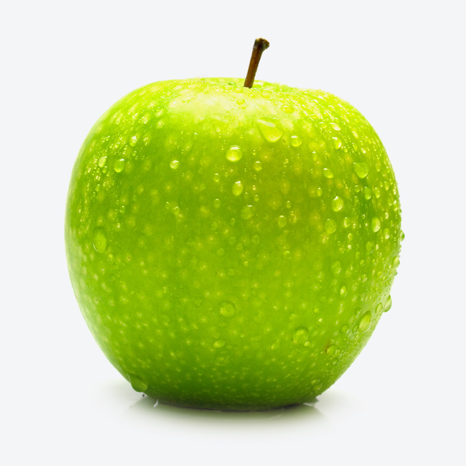 Зеленое яблоко на прозрачном фоне